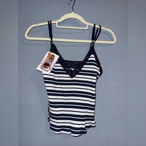 Striped Lace Trim Cami Top